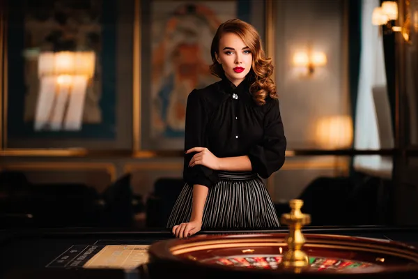 A confident dealer surrounded by casino chips inviting players to access their PKTK account, reflecting quick and easy login options.